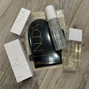 NEW Nuda Self Tabning Kit - Water Mousse Face Water Body Cream Body Wash Mitt